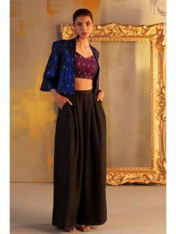 Rukinder Kumar - Kanjivaram Crop Top with Jacket and Pant