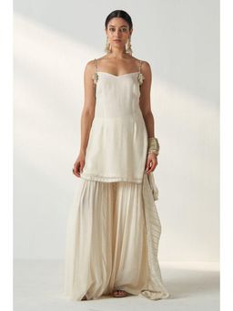 STUDIO BAGECHAA - Pakhi Ivory Kurta with Sharara and Dupatta