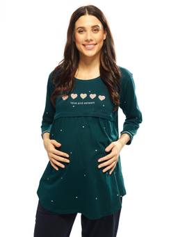 LOTIK - Women Teal Printed Cotton Maternity Top