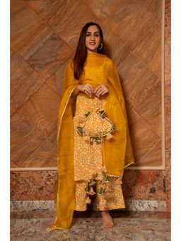 POMCHA - Ruhani Mustard Cotton Suit (Set of 3)