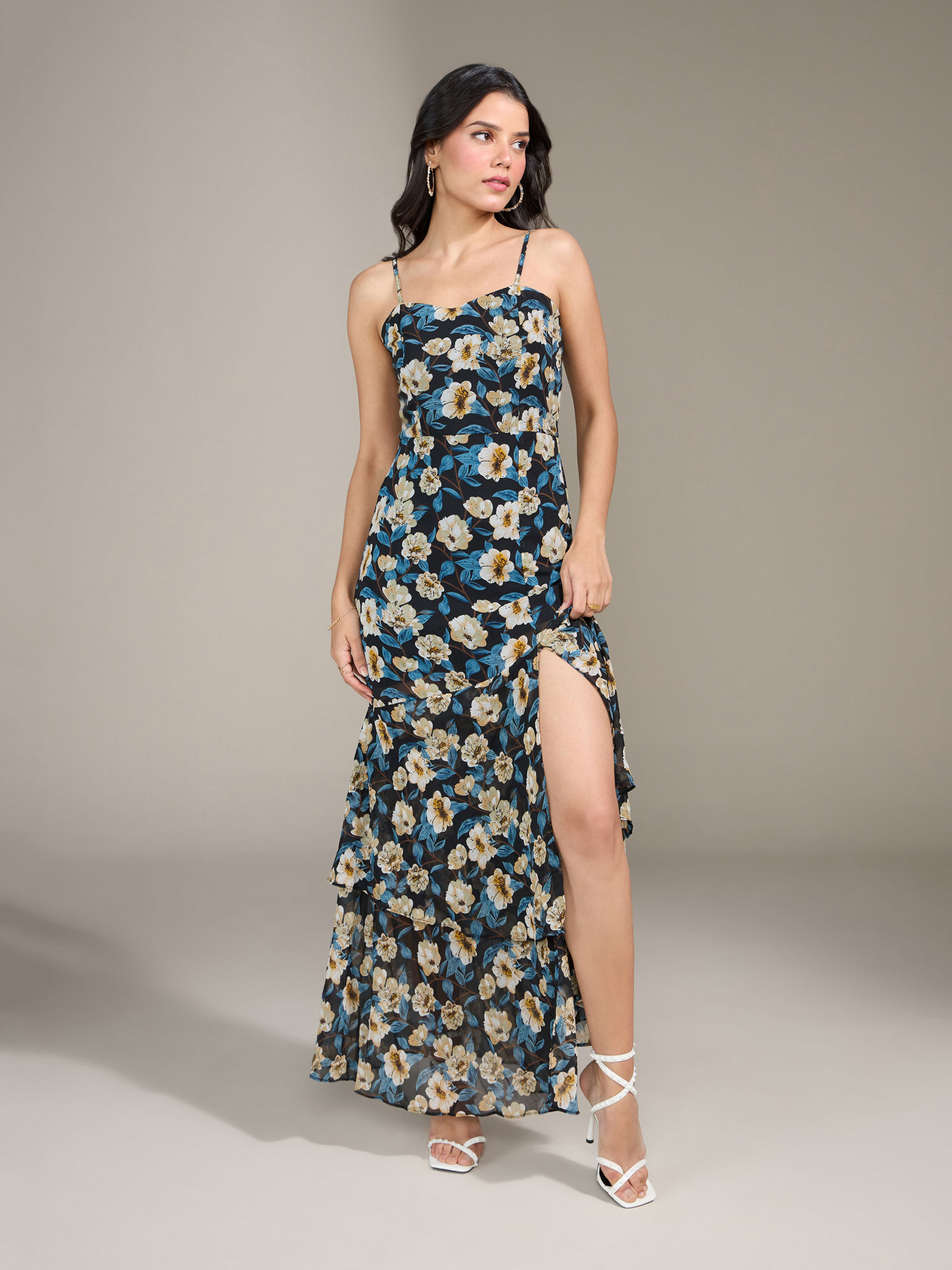 Buy Twenty Dresses by Nykaa Fashion Multi Color Floral Fit \u0026 Flare Maxi  Dress Online