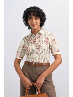 Allen Solly - Women Off White Floral Polyester Shirt