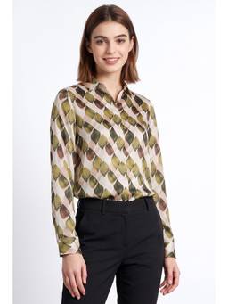Allen Solly - Women Off White Printed Polyester Shirt