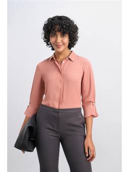 Allen Solly - Women Peach Solid/Plain Polyester Shirt