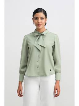 Allen Solly - Women Green Solid/Plain Polyester Shirt