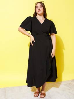 Berrylush - Women Black Solid/Plain Polyester Dress