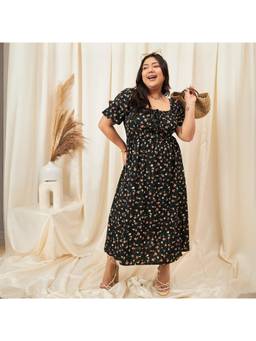Berrylush - Women Black Printed Polyester Dress