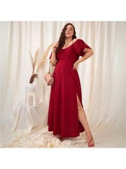 Berrylush - Women Red Solid/Plain Polyester Dress