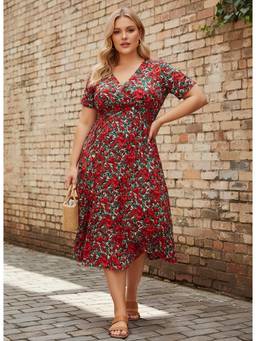 Berrylush - Women Red Floral Polyester Dress