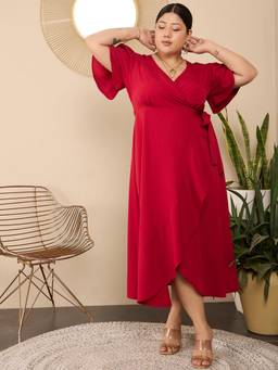 Berrylush - Women Red Solid/Plain Polyester Dress