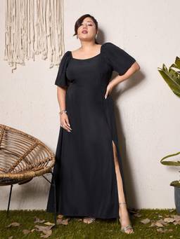 Berrylush - Women Black Solid/Plain Polyester Dress
