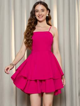 Berrylush - Women Pink Solid/Plain Polyester Dress
