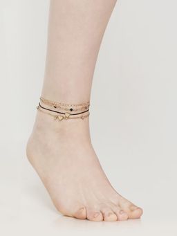 OOMPH - Combo of 4 Gold Tone Delicate Anklets