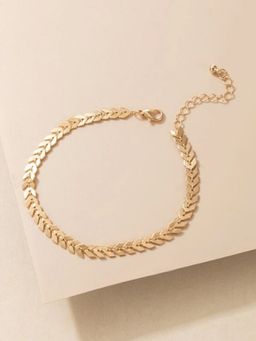 OOMPH - Gold Tone Delicate Leaf Chain Fashion Anklet