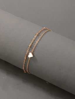 OOMPH - Delicate Multi Layered Gold Tone Heart Fashion Anklet
