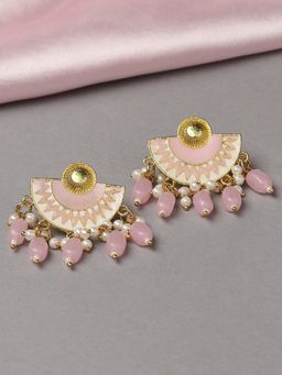 OOMPH - Pink Meenakari Chandbali Earrings-Egyptian Design-Indo Western