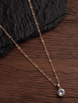 OOMPH - Gold Tone Solitaire Zirconia Delicate Pendant Fashion Necklace