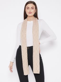 KnitStudio - Beige Solid Cable Knitted Muffler