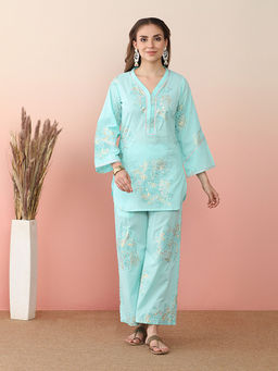 Ahalyaa - Floral Printed Tunic with Trouser (Set of 2)