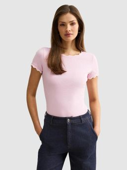 Forever New - Pink Solid Regular T-Shirt