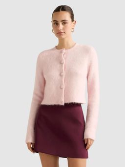 Forever New - Pink Textured Crop Cardigan