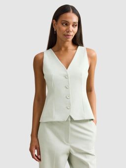 Forever New - White Solid Regular Waistcoat