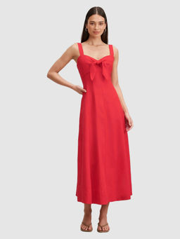 Forever New - Kara Tie Front Linen Midi Dress