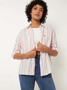 max - Women Pink Striped Shirt