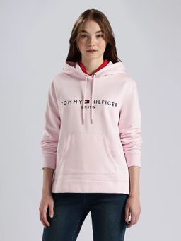 Tommy Hilfiger - Regular Fit Cotton Hooded Neck Pink Sweatshirt