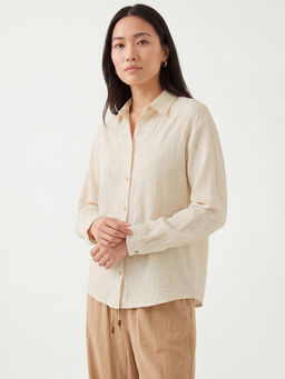 max - Women Cream Embroidered Shirt