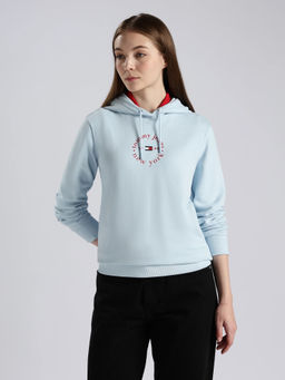Tommy Hilfiger - Regular Fit Cotton Hooded Neck Blue Sweatshirt