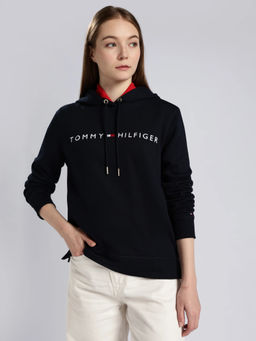 Tommy Hilfiger - Regular Fit Cotton Hooded Neck Navy Blue Sweatshirt