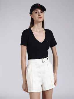 Tommy Hilfiger - Solid Regular Fit Cotton Black T-Shirt