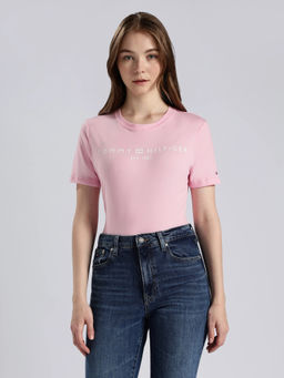 Tommy Hilfiger - Logo Regular Fit Cotton Pink T-Shirt