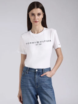 Tommy Hilfiger - Logo Regular Fit Cotton White T-Shirt