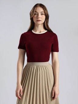 Tommy Hilfiger - Solid Slim Fit Cotton Red T-Shirt