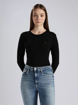 Tommy Hilfiger - Solid Regular Fit Cotton Black T-Shirt