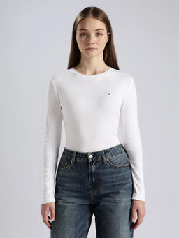 Tommy Hilfiger - Solid Regular Fit Cotton White T-Shirt