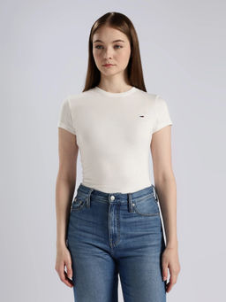 Tommy Hilfiger - Solid Slim Fit Cotton White T-Shirt