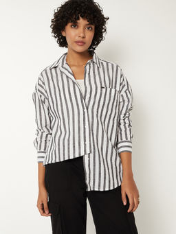 max - Women Black Striped Shirt