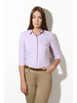 Van Heusen - Women Purple Textured 3/4Th Sleeves Formal Shirt