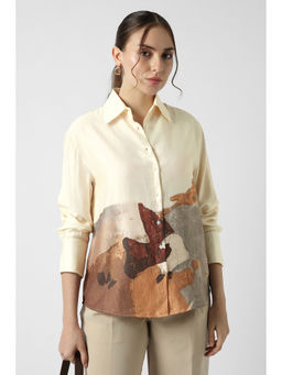 Van Heusen - Women Cream Print Long Sleeves Casual Shirt