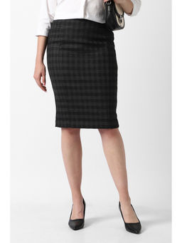 Van Heusen - Women Black Check Formal Knee Length Skirt