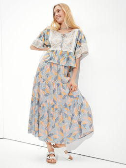 American Eagle - Women Multi-Coloured Printed Tiered Maxi Skirt