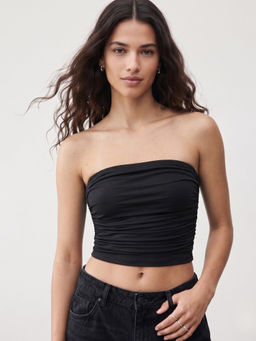 Outzidr - Black Tube Knit Crop Top