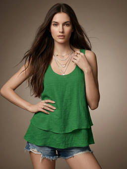 Outzidr - Green Tiered Flowy Tank Top