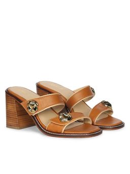 Saint G - Saintg Womens Tan Leather Block Sandals Heels