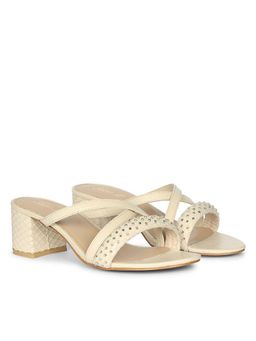 Saint G - Saintg Womens Off White Vegan Leather Block Sandals Heels