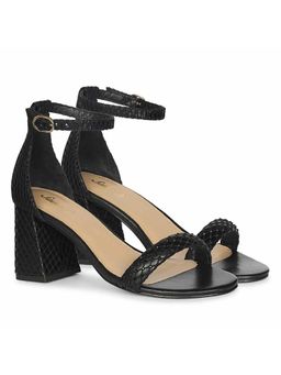 Saint G - Saintg Womens Black Leather Block Sandals Heels