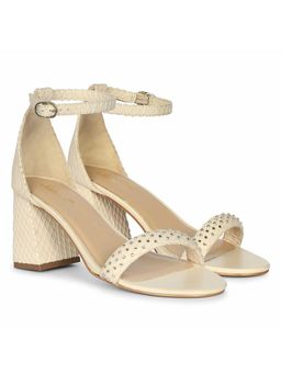 Saint G - Saintg Womens Off White Leather Block Sandals Heels